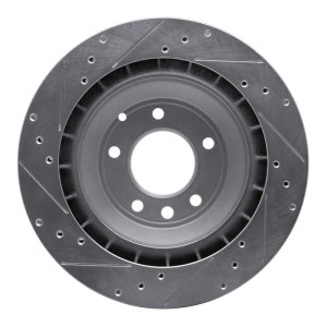 Porsche Cayenne Brake Rotor (1) - Rear Right - R1 Concepts - Drilled & Slotted - Silver - `05-`18